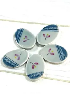 陶磁器 染蓝 小花箸置きセット（5個）セット