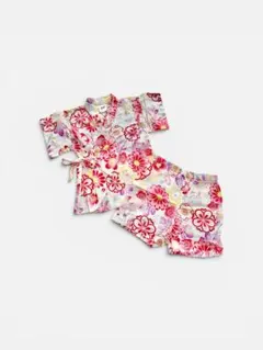 ピンク系花柄甚平 80cm