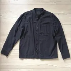 52. 無印良品 ネイビー 長袖シャツ 綿100% M