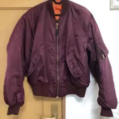 バーガンディ MA-1 フライトジャケット　メンズ　M ファスナー部分傷あり