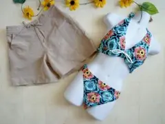 ふんわり体型カバー＊タンキニ四点セット⑤《ブルー/13Ｌ》大きいサイズ