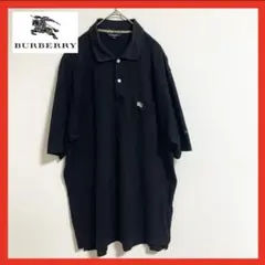 【希少】Burberry golf ポロシャツ　黒　ブラック　ロゴ　金　ゴールド