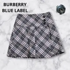 美品⭐️バーバリーブルーレーベル　巻きスカート　ノバチェック　ウール　ラップ　36