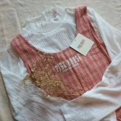 PINK HOUSE　チェック　ワンピース　ジャンパースカート　エプロン