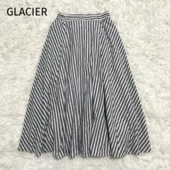 【GLACIER】ハニーズ ストライプ柄 ロング フレアスカート L 裏地付き