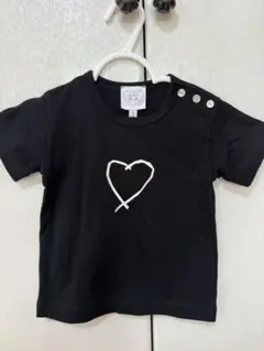 agnis b. 黒 Tシャツ 1歳までハートプリント
