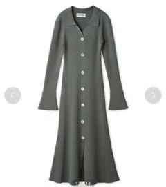 LILYBROWN フロントボタンリブニットワンピース　グリーン