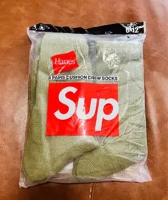 Supreme × Hanes クルーソックス 靴下 オリーブ 新品 1足