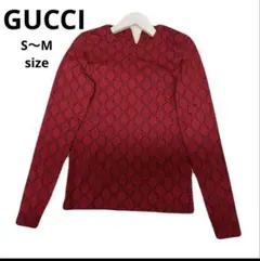 美品　GUCCI 総柄　イタリア製　赤のGGロゴ長袖Tシャツ　ロンT