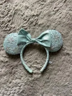 水色リボン付きミッキー耳カチューシャ