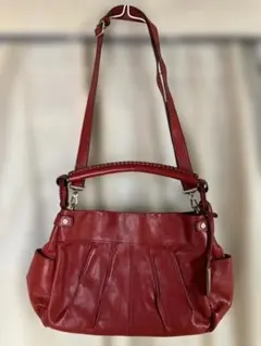 ★個性的★ESTINE エスティーヌ 2way レザー ショルダーバッグ 赤のサムネイル