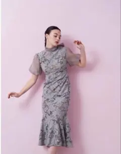 LAGUNAMOON ジャガードレースフレアーワンピース