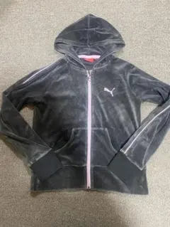 PUMA プーマ フード付き ジャージ L グレー　ベロア