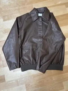【Samansa Mos2】フェイクレザー ブルゾン ジャケット（フリーサイズ）