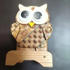 寄木細工 フクロウ 置物 インテリア
