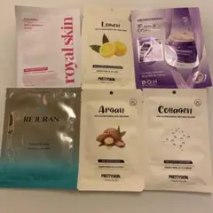 シートマスクセット コラーゲン・レモン・アルガンオイル　フェイスマスク6点