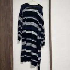 レディースネイビー・ホワイト ボーダーカーディガン