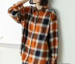 ニコアンド 40ビエラレピアチェックシャツ ネイビー Bigサイズ
