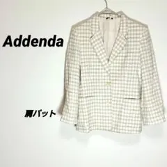 4801U アデンダ レナウン 麻混 ギンガムチェック ジャケット 11号 白系