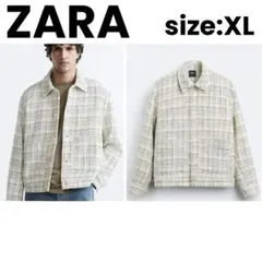 【美品】即完 ZARA テクスチャー クロップド ジャケット ツイード チェック