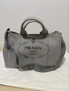 プラダ カナパ   グレー×シルバー プラダ(PRADA) カナパ(CANAPA) 中古 ショルダーバッグ | 通販
