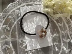 ハンドメイド　ヘアゴム　ヘアアクセサリー　レジン　パール　くすみラベンダーグレー