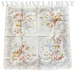 イヴサンローラン スカーフ 大判ハンカチ バッグアクセント 花柄