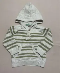 フード付きストライプニット