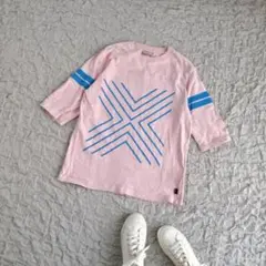 エクストララージ　メンズ　Tシャツ　半袖　プリントTシャツ　ピンク　M