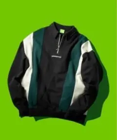 HUF ジップアップ トレーナー パーカー XL ブラック/グリーン/ホワイト