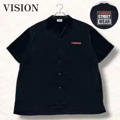 VISION STREET WEAR 開襟シャツ バックロゴ 半袖 黒 y2kのサムネイル