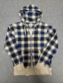 00s olduniqlo ダブルジップパーカーy2k　短丈　オンブレ　チェック