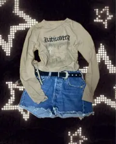 トップス ティシャツ 長袖 y2k ブラウン