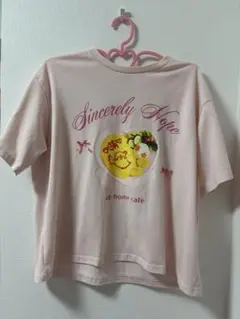 at-home cafe 半袖Tシャツ ピンク