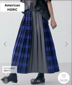 アメリカンホリック★パープル　シャギーチェック巻きプリーツスカート　L