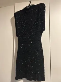 ZARA スパンコール ブラック ノースリーブ ミニワンピース