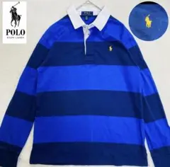ポロラルフローレン キッズ ラガーシャツ ブルー 刺繍 L/G(14-16)
