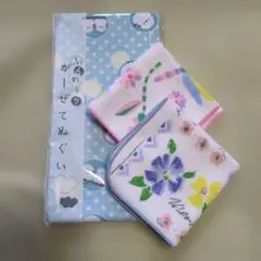 可愛いシマエナガデザインの手ぬぐいと使いやすいタオルハンカチ2枚セット