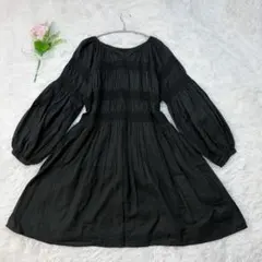 earth ボリューム袖 コットン チュニック ワンピース 緑 F