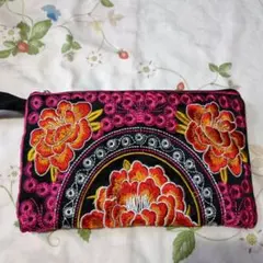 アジアン 刺繍ポーチ