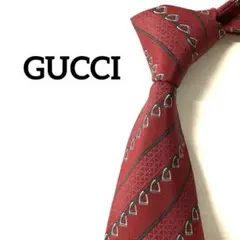 グッチ　GUCCI ネクタイ　ストライプ　馬蹄　蹄鉄　ボルドー　エンジ