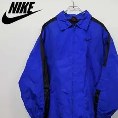 【古着】ナイキ NIKE ナイロンジャケット 刺繍ロゴ ブルー XL