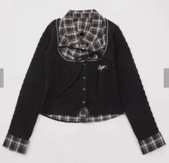 NICE CLAUP ナイスクラップ　シャツドッキングケーブルニット ブラック