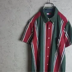 オールドトミー トミーヒルフィガー ストライプ BDシャツ 半袖 古着 90s