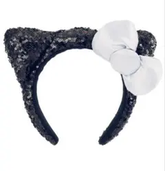 ハローキティ キティちゃん カチューシャ 黒 スパンコール USJ ユニバ