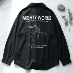 美品　PLYMTONE ビッグデザイン　バックプリント シャツ　線画　ブラックのサムネイル