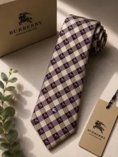 【極美品】BURBERRY ネクタイ ホースロゴ チェック柄 シルク 高級感のサムネイル