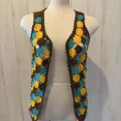 アナップミンピ⭐︎クロシェ編み ニットベスト フラワーモチーフ（BL）のサムネイル