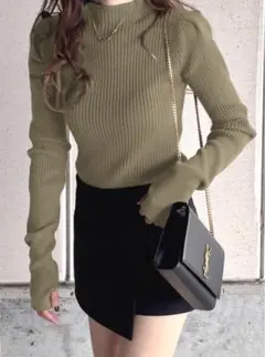 サムホール付きロングスリーブニットトップス[k9206d]