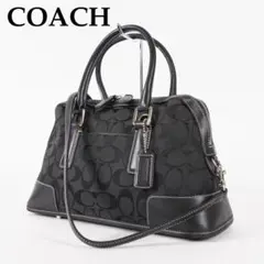 極美品 COACH ショルダーバッグ 2way チャーム付 シグネチャー 黒